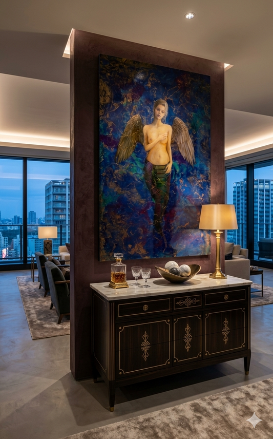 Echidna / Artist ENZE oil painting on epoxy